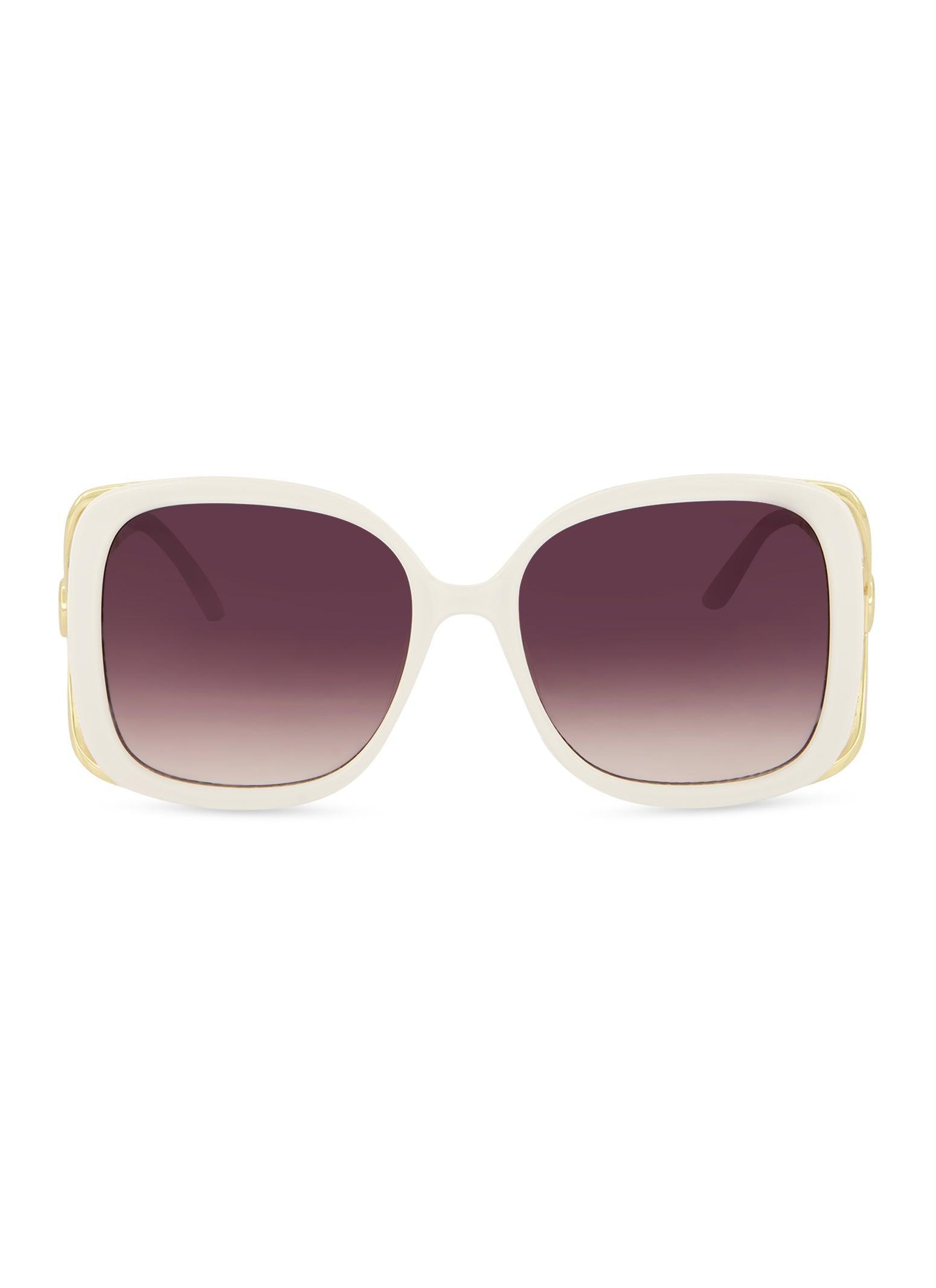 Cut Out Metallic Temple Sunglasses Female Product Image