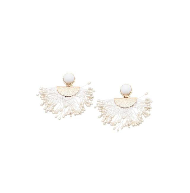 Sohi Womens White Tassel Drop Earrings Product Image