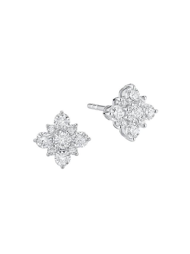 Womens Snowflake 18K White Gold & Diamond Cluster Small Stud Earrings Product Image