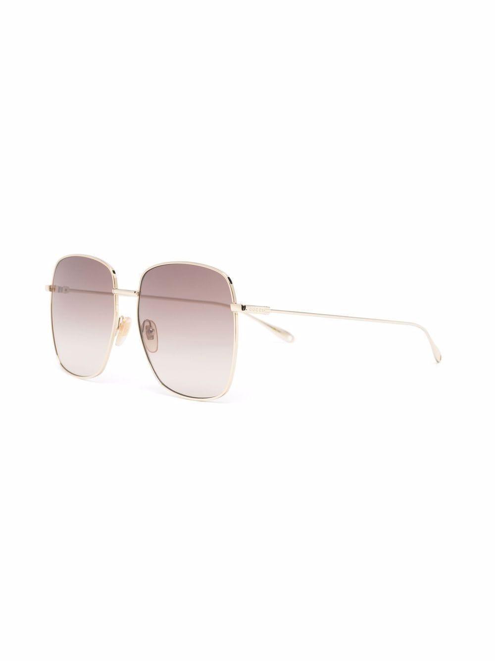 Gg-pendant Square-frame Sunglasses In Gold Product Image