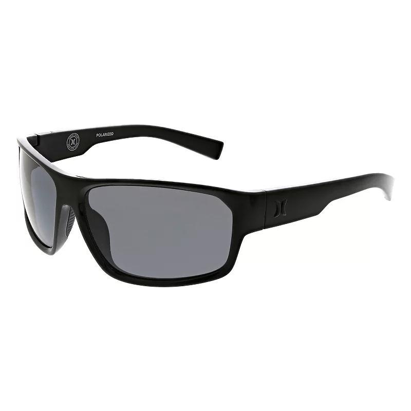 Mens Hurley Blackout 64mm Wrap Polarized Sunglasses Product Image