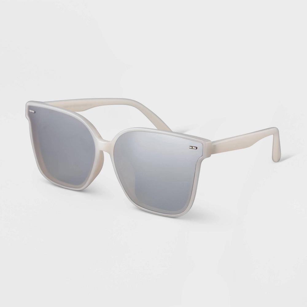 Women's Plastic Shield Sunglasses - A New Day™ White Product Image