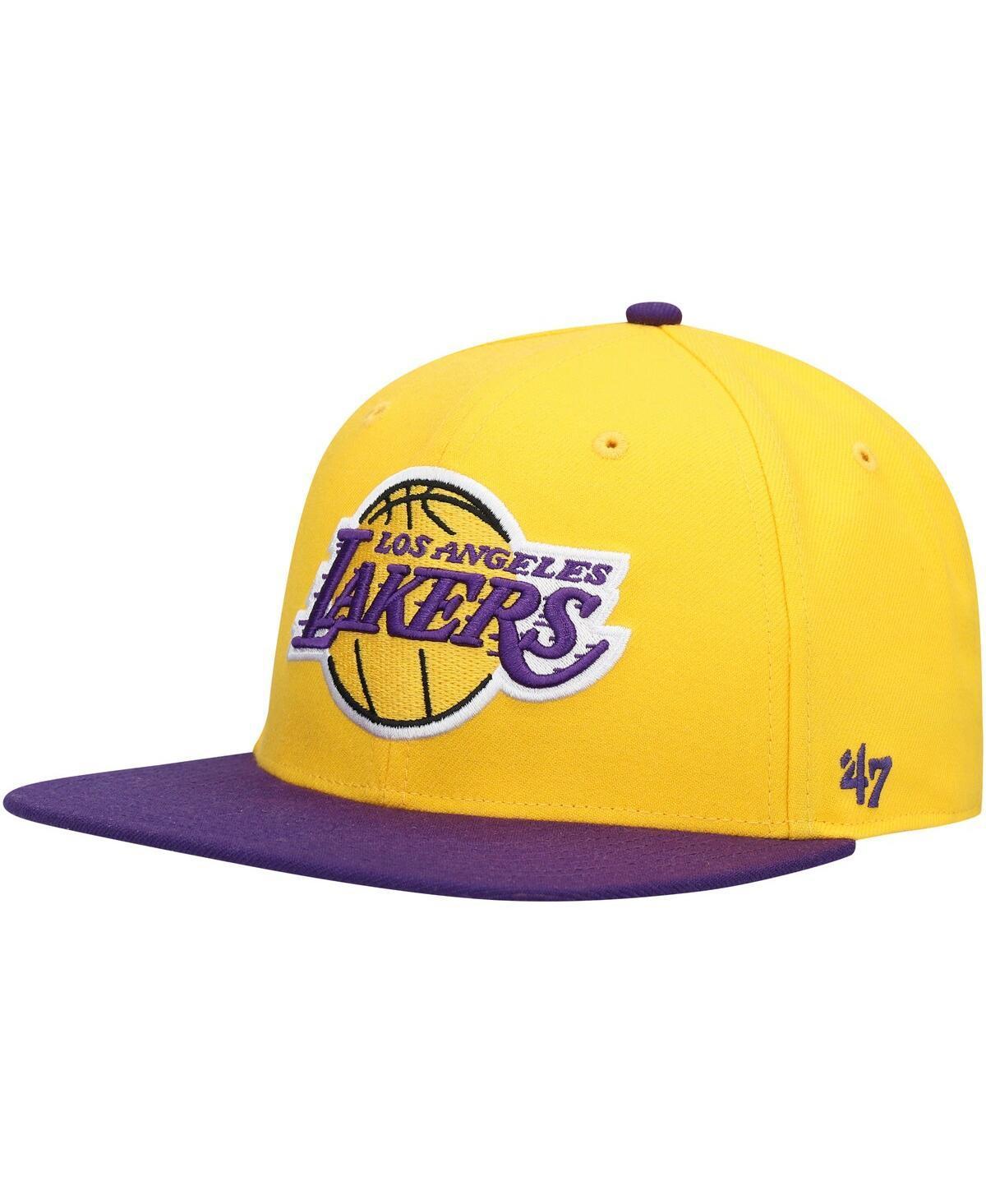 Mens 47 /Purple Los Angeles Lakers Two-Tone No Shot Captain Snapback Hat Product Image