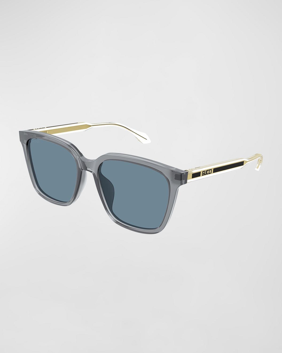 Gucci Men's Temple-Logo Rectangle Sunglasses - SHINY BLACK Product Image