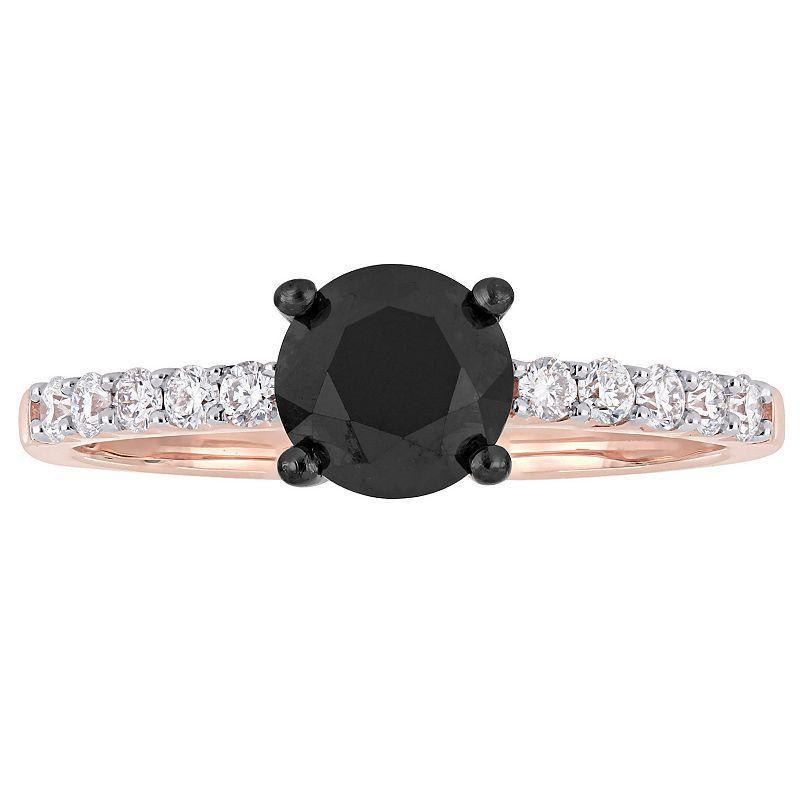 Stella Grace 14k Rose Gold 1 1/4 Carat T.W Black & White Diamond Engagement Ring, Womens Product Image