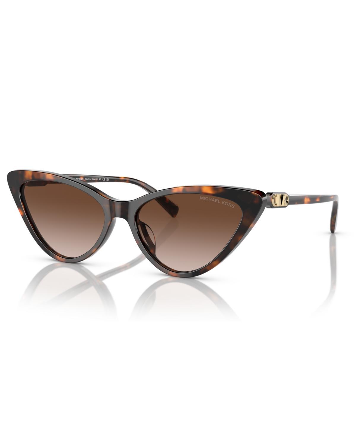 Michael Kors Womens Dark Tortoise Harbour Island 56mm Cat Eye Sunglasses Product Image