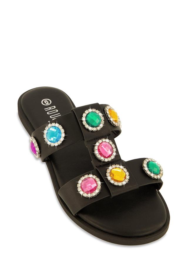 Womens Gemstone Embellished Slide Sandals Product Image