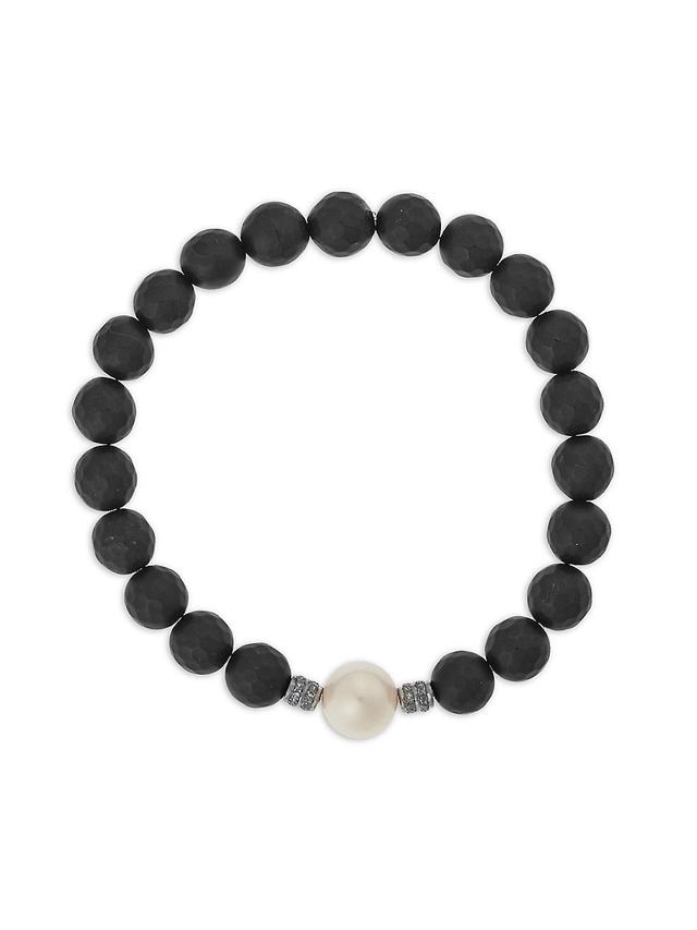 Womens Globetrotter Sterling Silver, Diamond & Black Onyx Beaded Bracelet Product Image