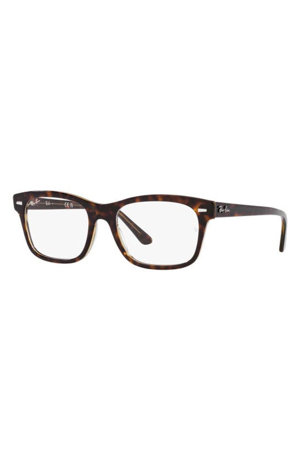 RAY BAN Mr. Burbank 56mm Rectangular Optical Glasses In Havana/transparent Yellow Product Image