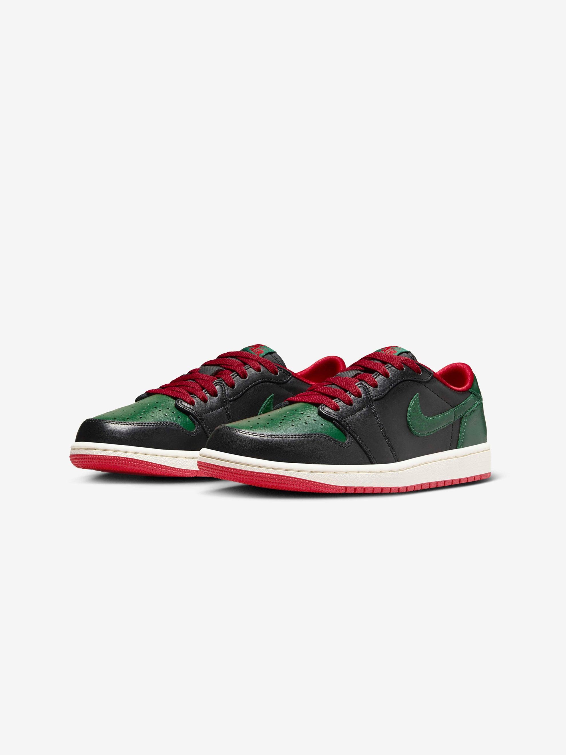 Women's Air Jordan 1 Low OG (BLACK/GORGE GREEN-VARSITY RED-SAIL) Female Product Image