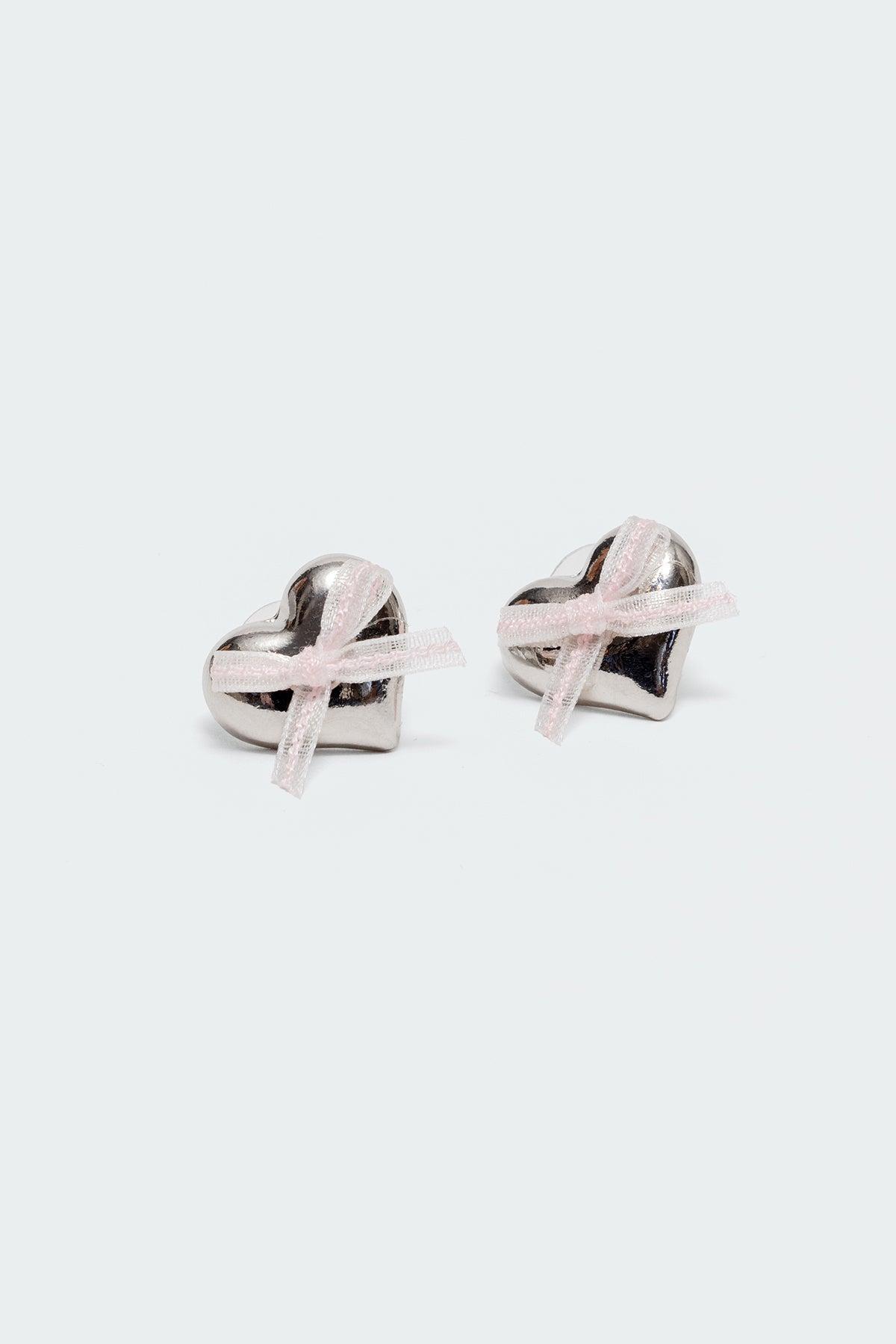 Heart & Bow Stud Earrings Product Image