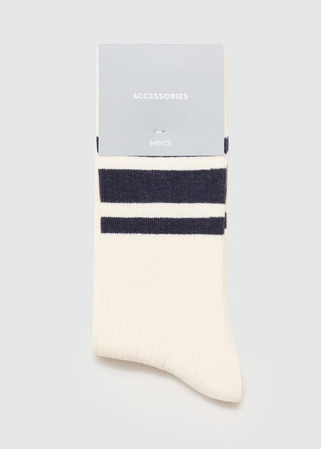 MANGO MAN - Striped ribbed cotton socks dark navyMen Product Image