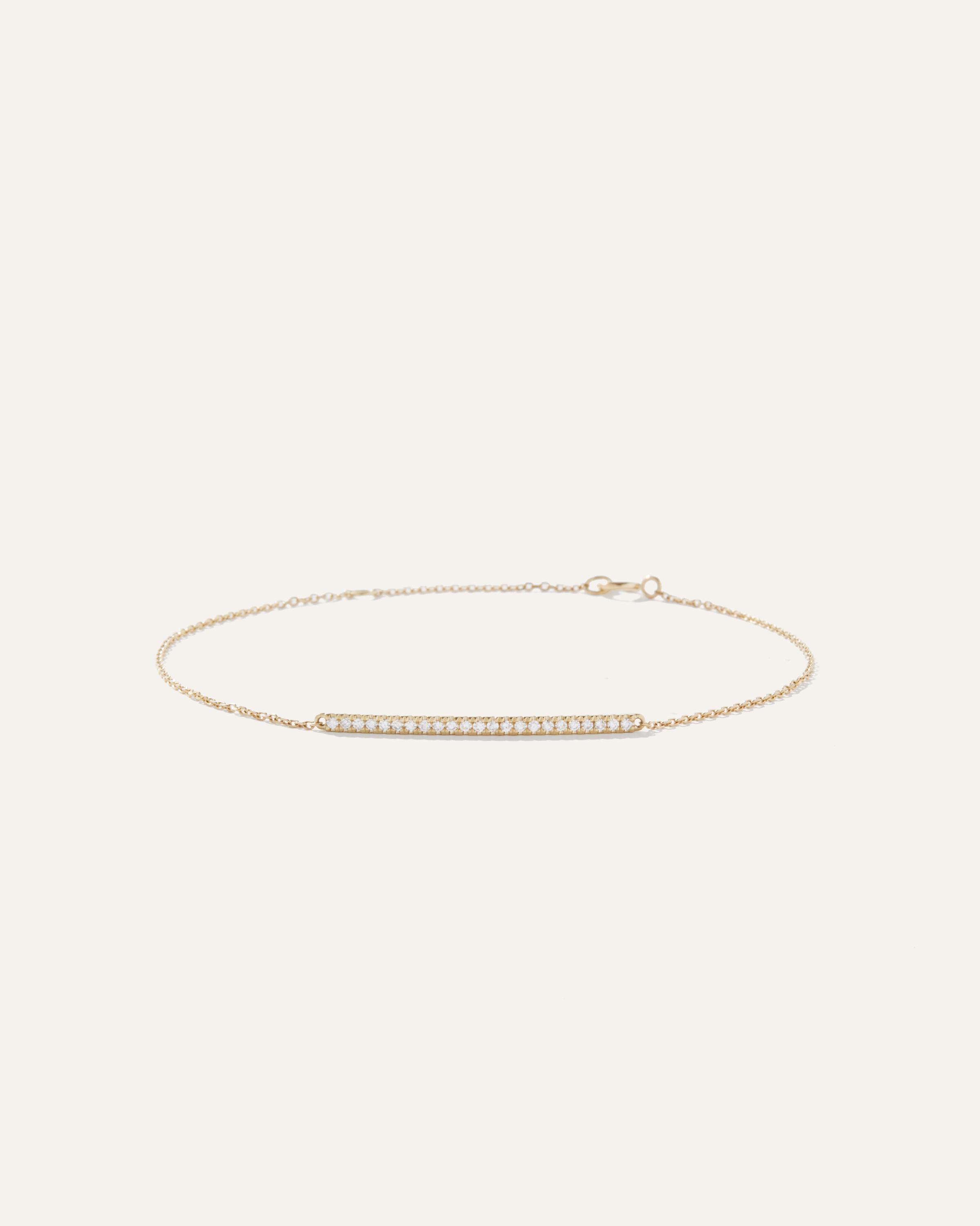 14K Gold Pave Diamond Bar Bracelet Product Image