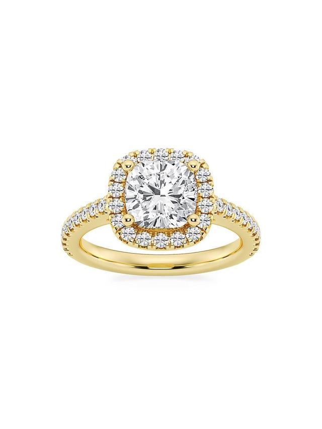 Womens 14K Yellow Gold & Cushion-Cut Lab-Grown Diamond Halo Ring/1.30-3.60 TCW Product Image