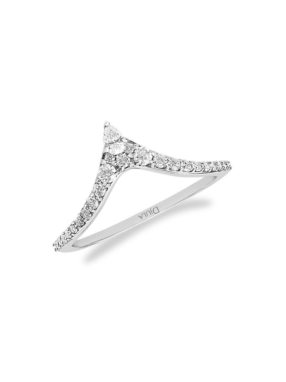 Womens Splendide 18K White Gold & Diamond V Ring Product Image