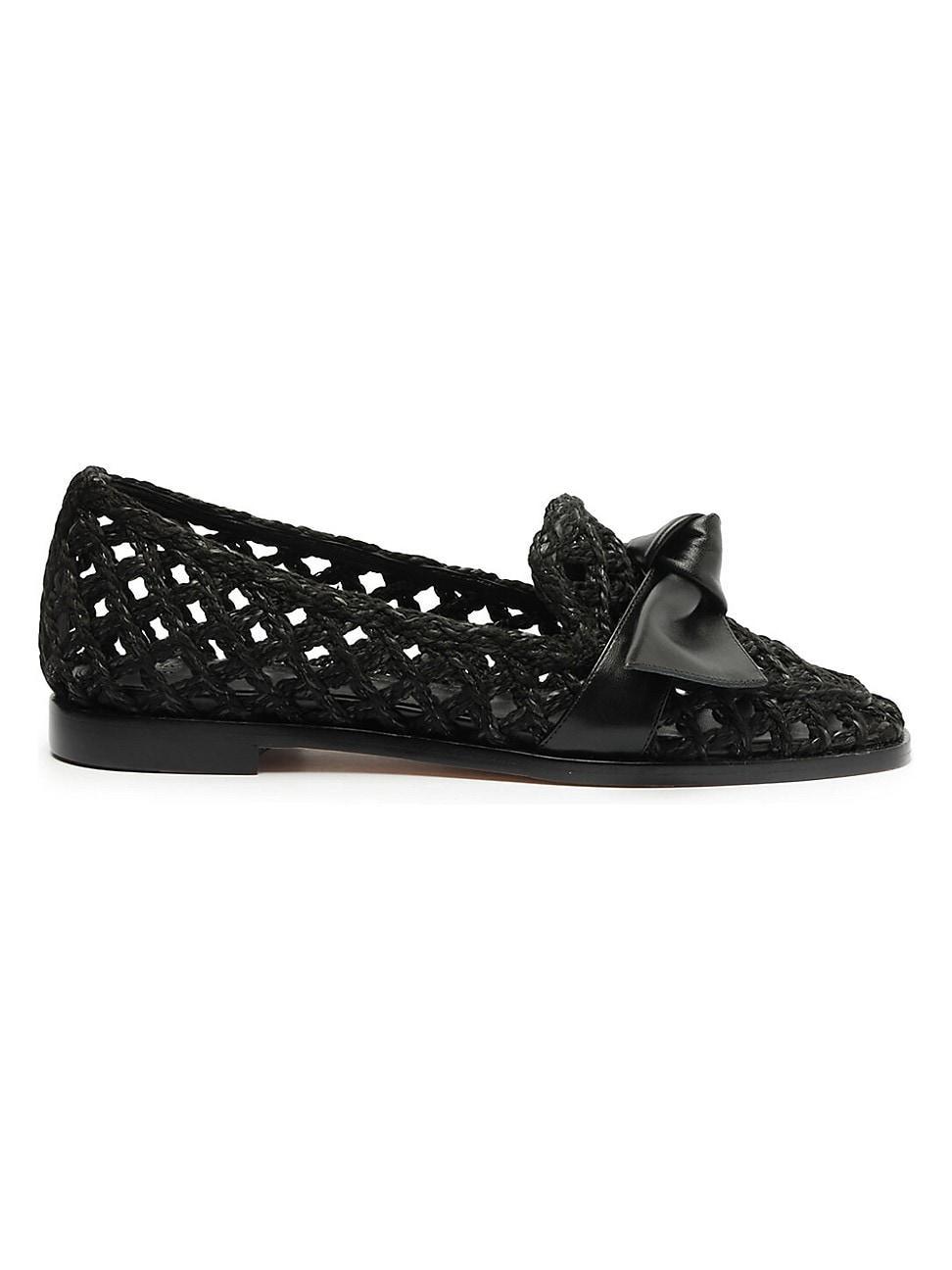 Womens Clarita Raffia & Leather Loafers Product Image