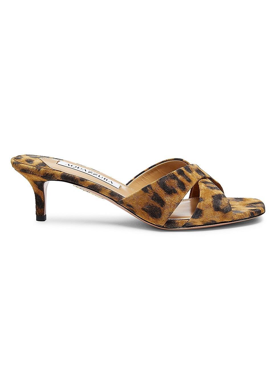 Womens Divine 50MM Leopard Suede Mules Product Image