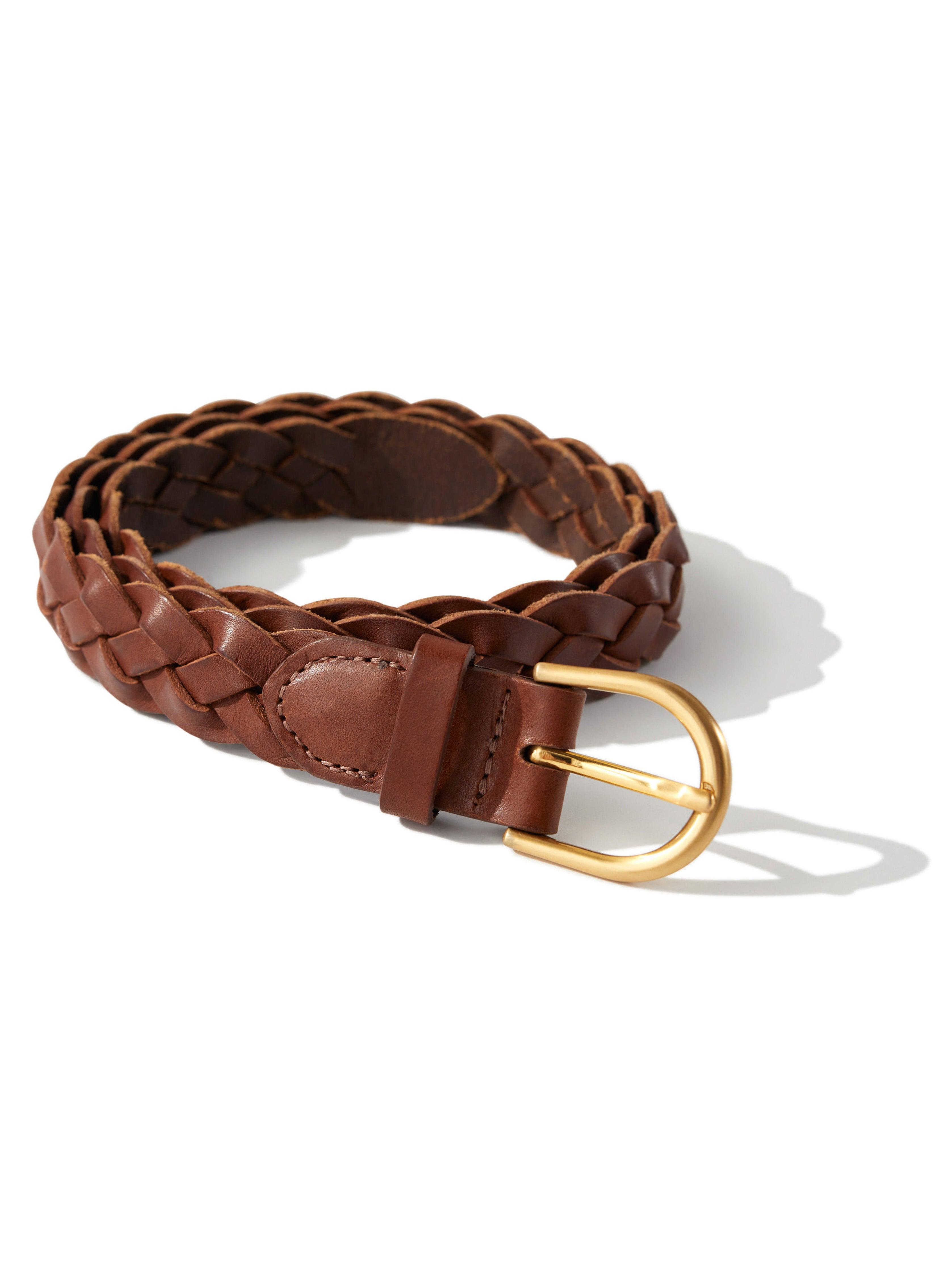 Braided Leather Belt - Brown Product Image