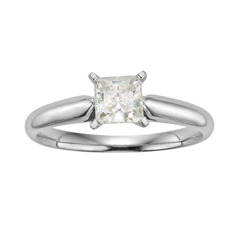 The Regal Collection 14k White Gold 3/4-ct. T.W. IGL Certified Princess-Cut Diamond Solitaire Ring, Womens Product Image