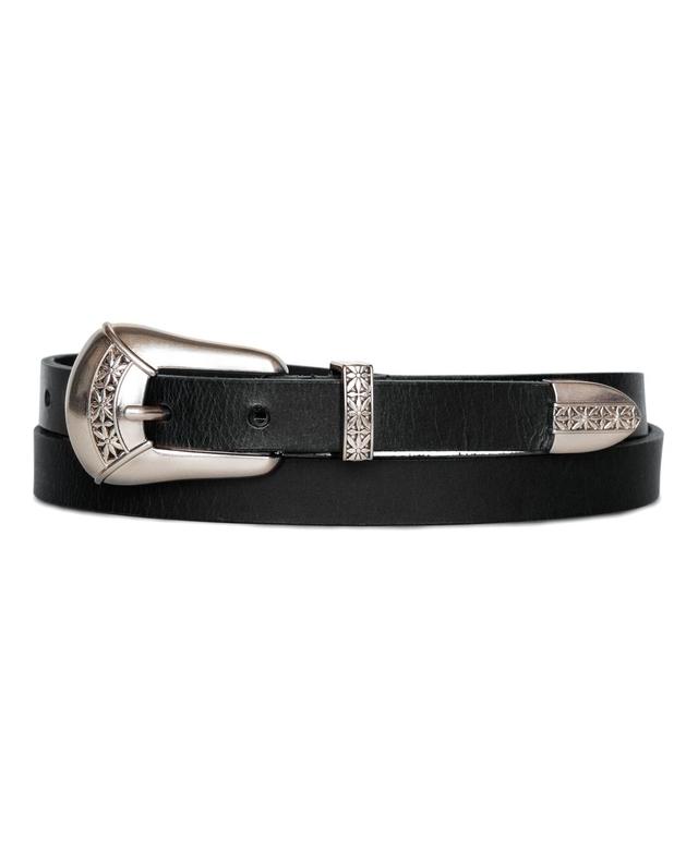 Lucky Brand Leather Belt With Western Buckle Set - Women's Accessories Belts in Black  - Size: L Product Image