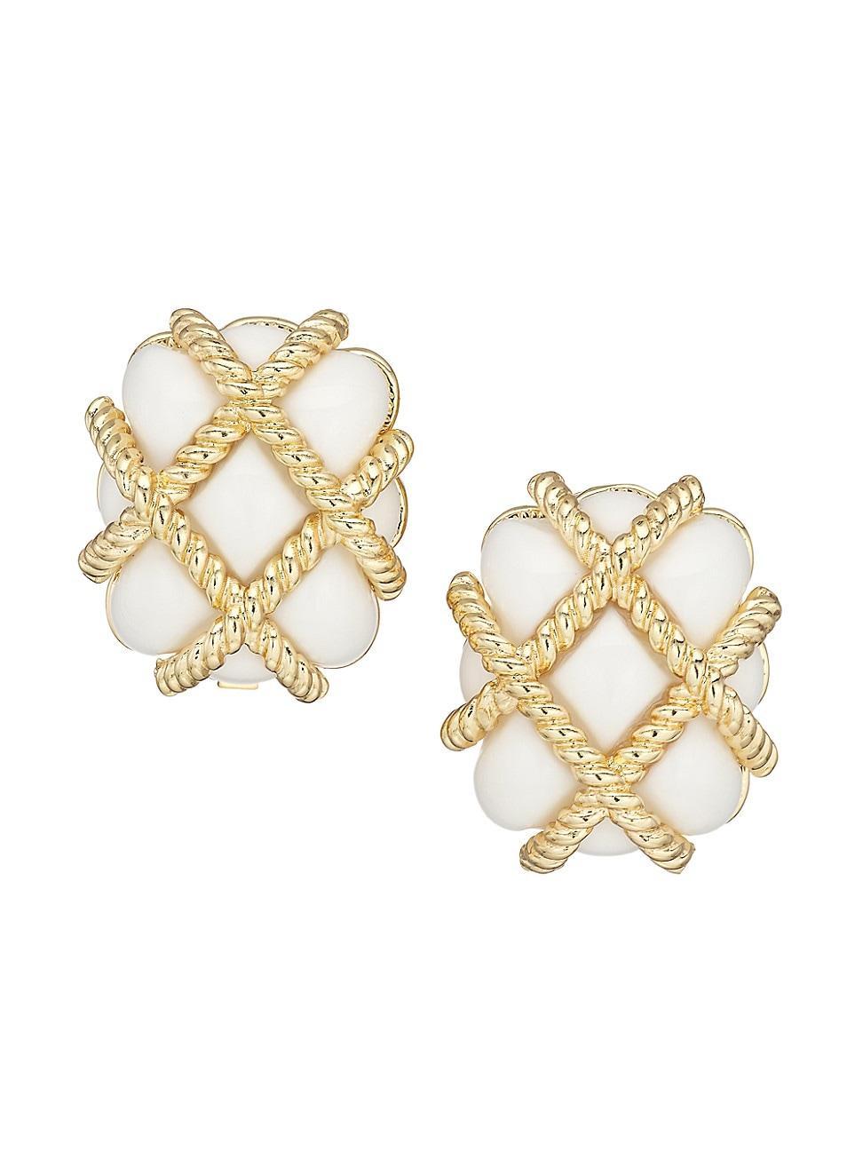 Womens Gold-Plated & Resin Clip-On Earrings Product Image