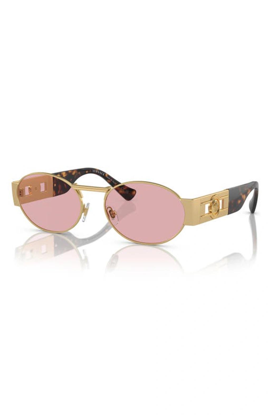 56mm Oval Sunglasses In Matte Gold Product Image