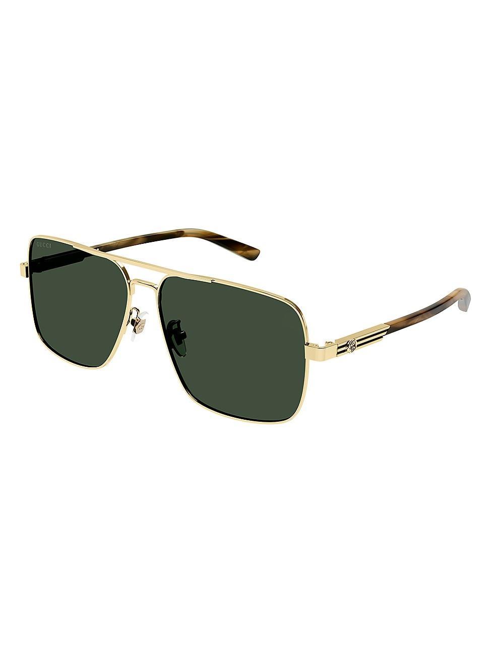 Mens Archive Details 62MM Square Metal Sunglasses Product Image