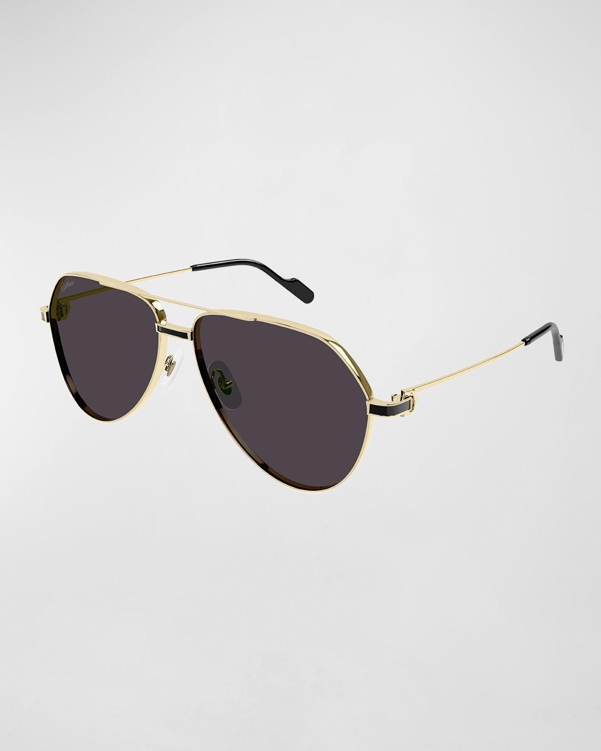 Mens Double-Bridge Metal Aviator Sunglasses Product Image