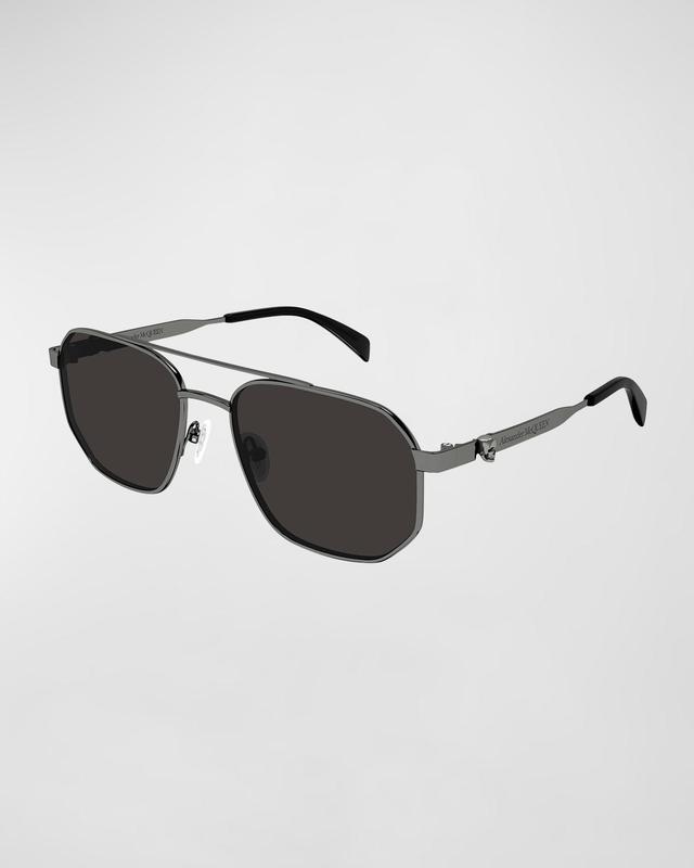 Mens Double-Bridge Metal Aviator Sunglasses Product Image