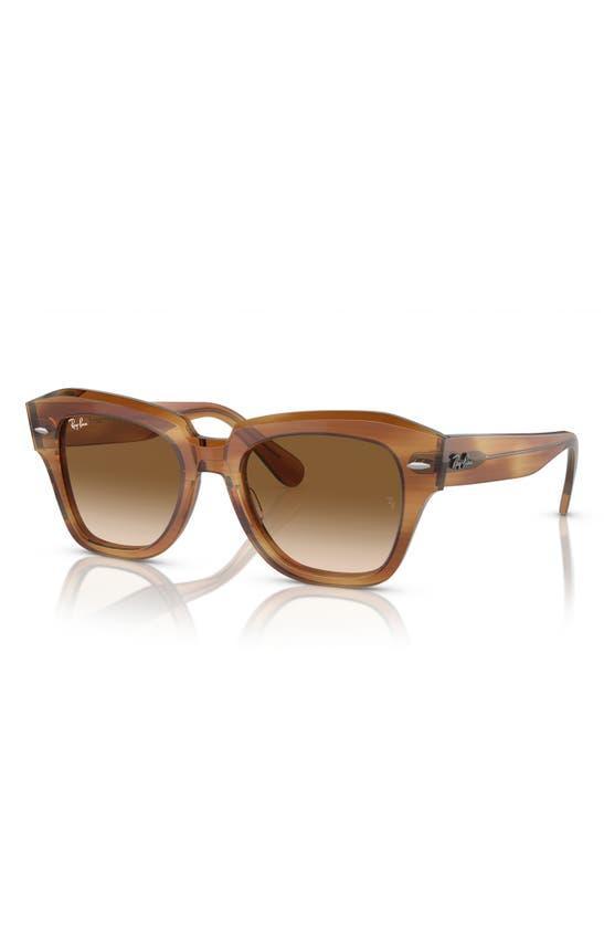 RAY BAN State Street Sunglasses Striped Brown Frame Brown Lenses 49-20 Product Image