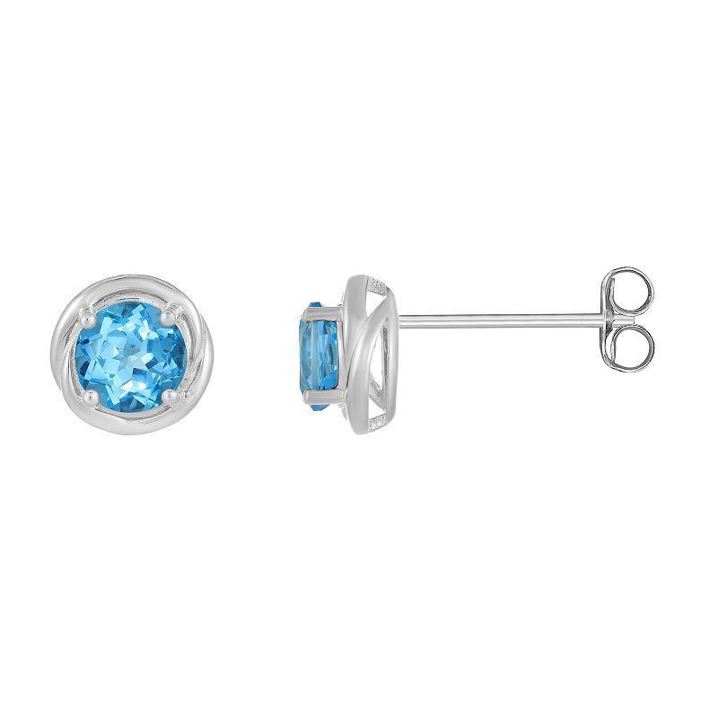 Gemminded Sterling Silver & Blue Topaz Round Stud Earrings, Womens Product Image