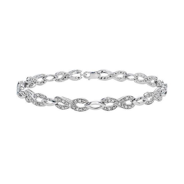 Sterling Silver 1/4 Carat T.W. Diamond Infinity Bracelet, Womens White Product Image