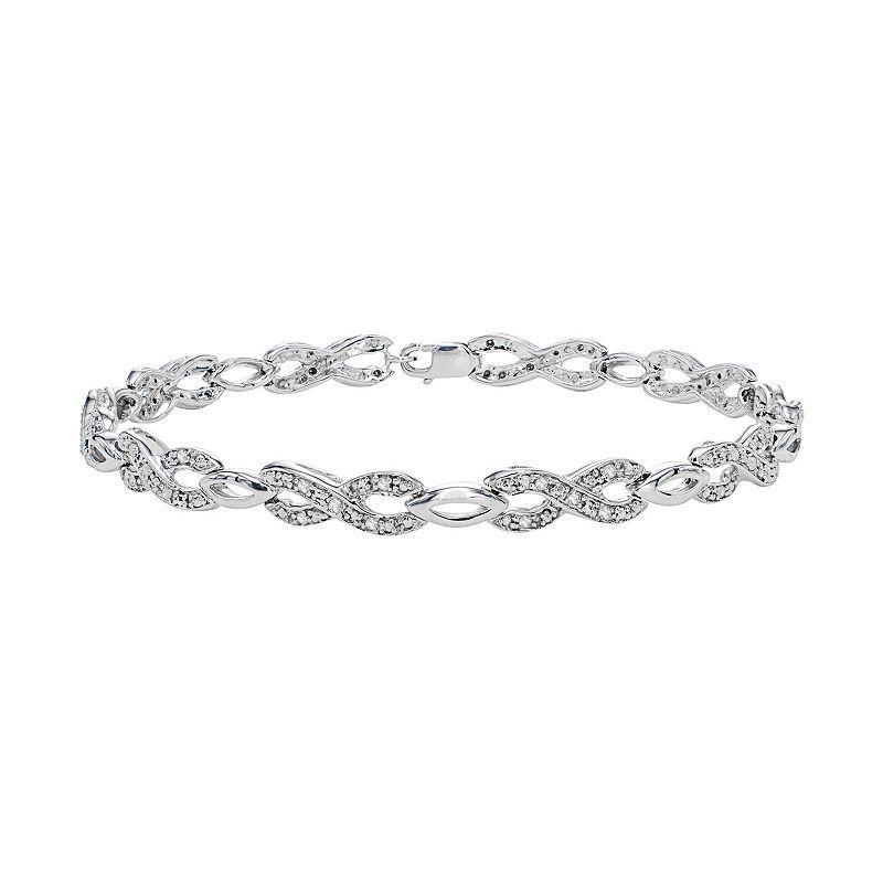 Sterling Silver 1/3 Carat T.W. Diamond Infinity Bracelet, Womens White Product Image