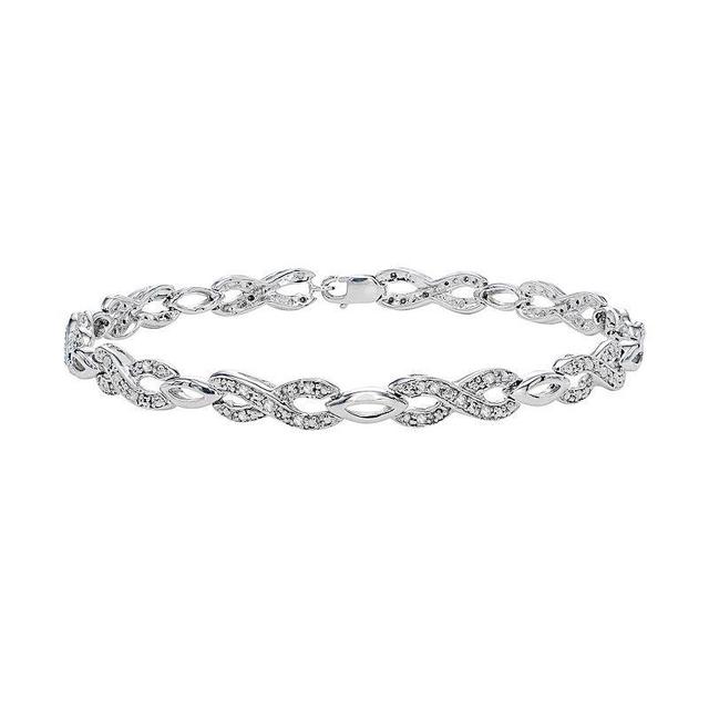 Sterling Silver 1/3 Carat T.W. Diamond Infinity Bracelet, Womens White Product Image