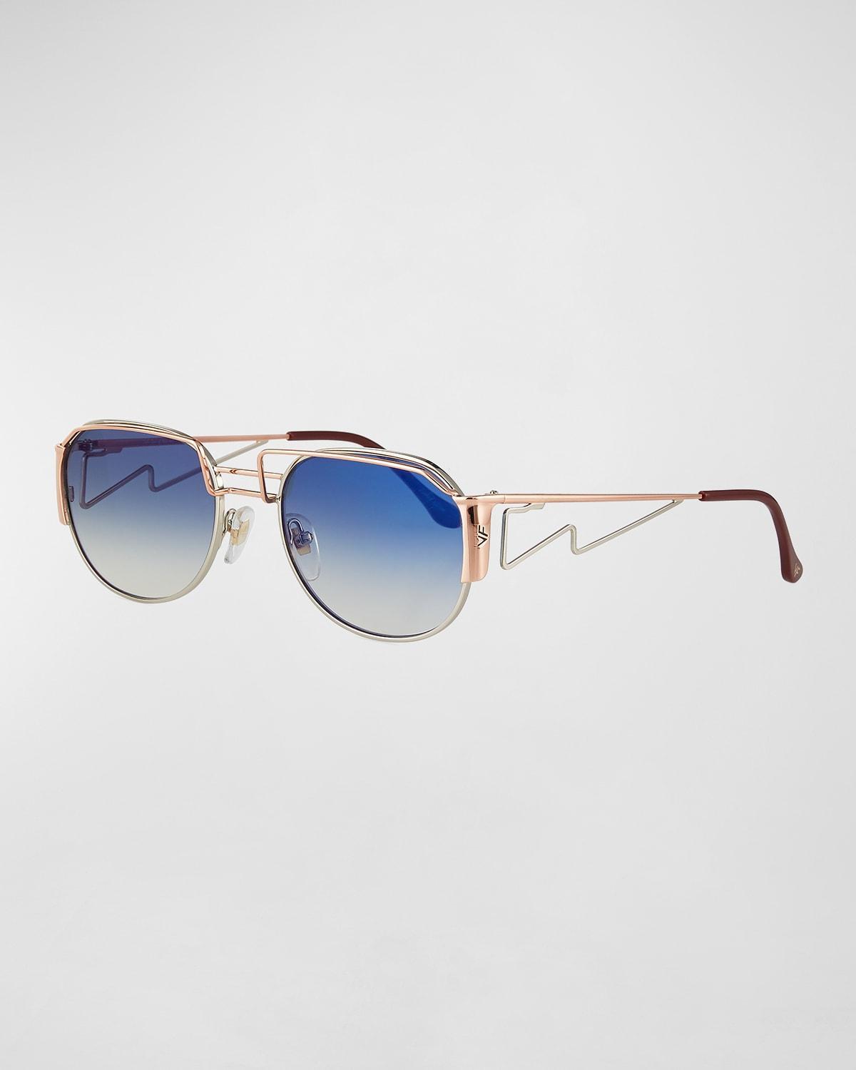 Mens Gradient Geometric Metal Sunglasses Product Image