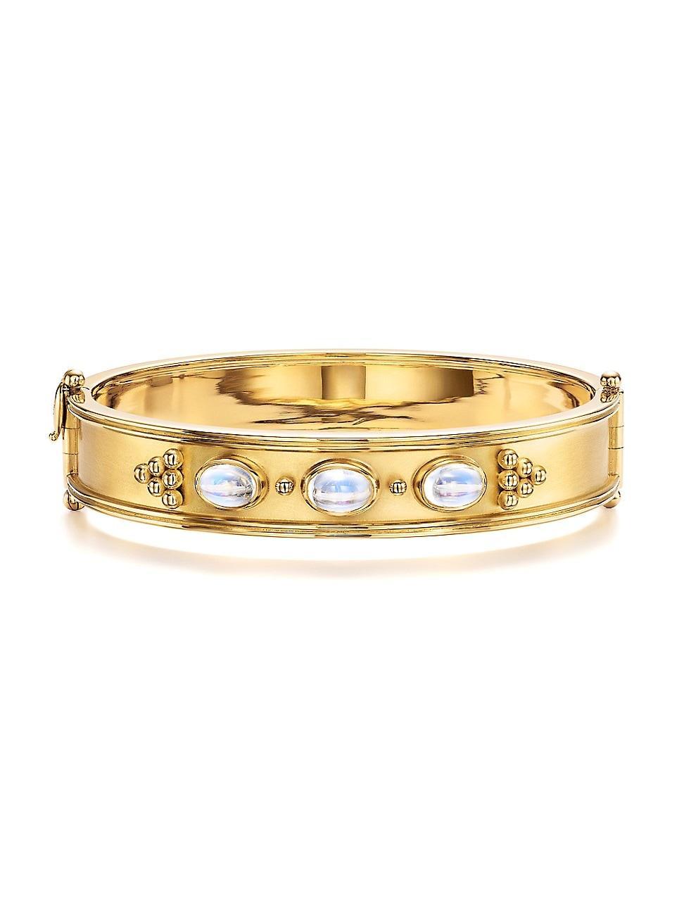 Womens Classic 18K Gold & Blue Moonstone Bangle Product Image