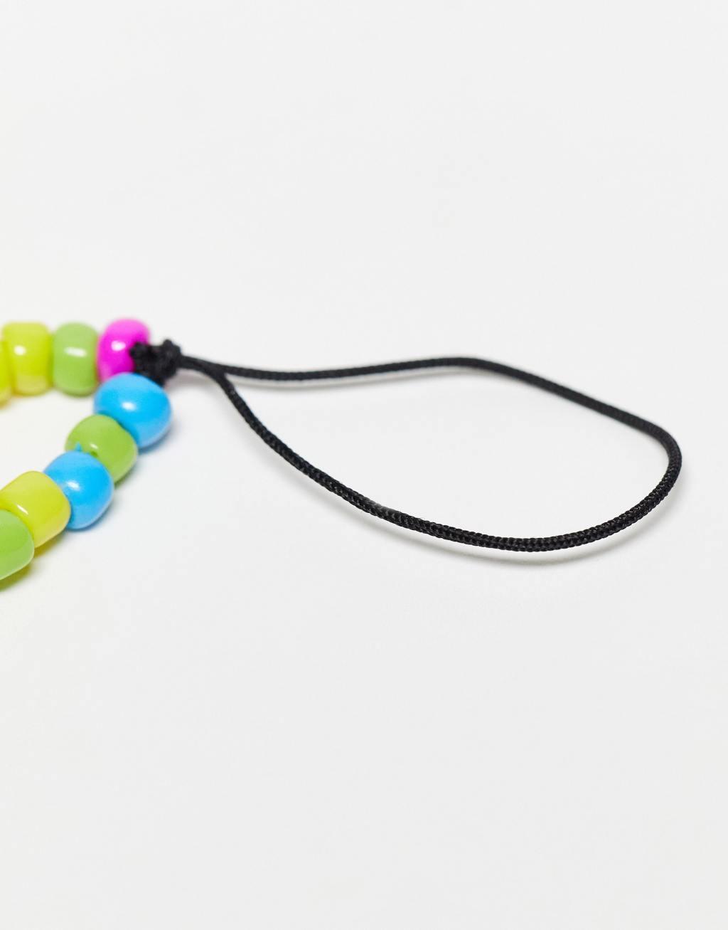 My Accessories rainbow beaded phone charms in multi Product Image