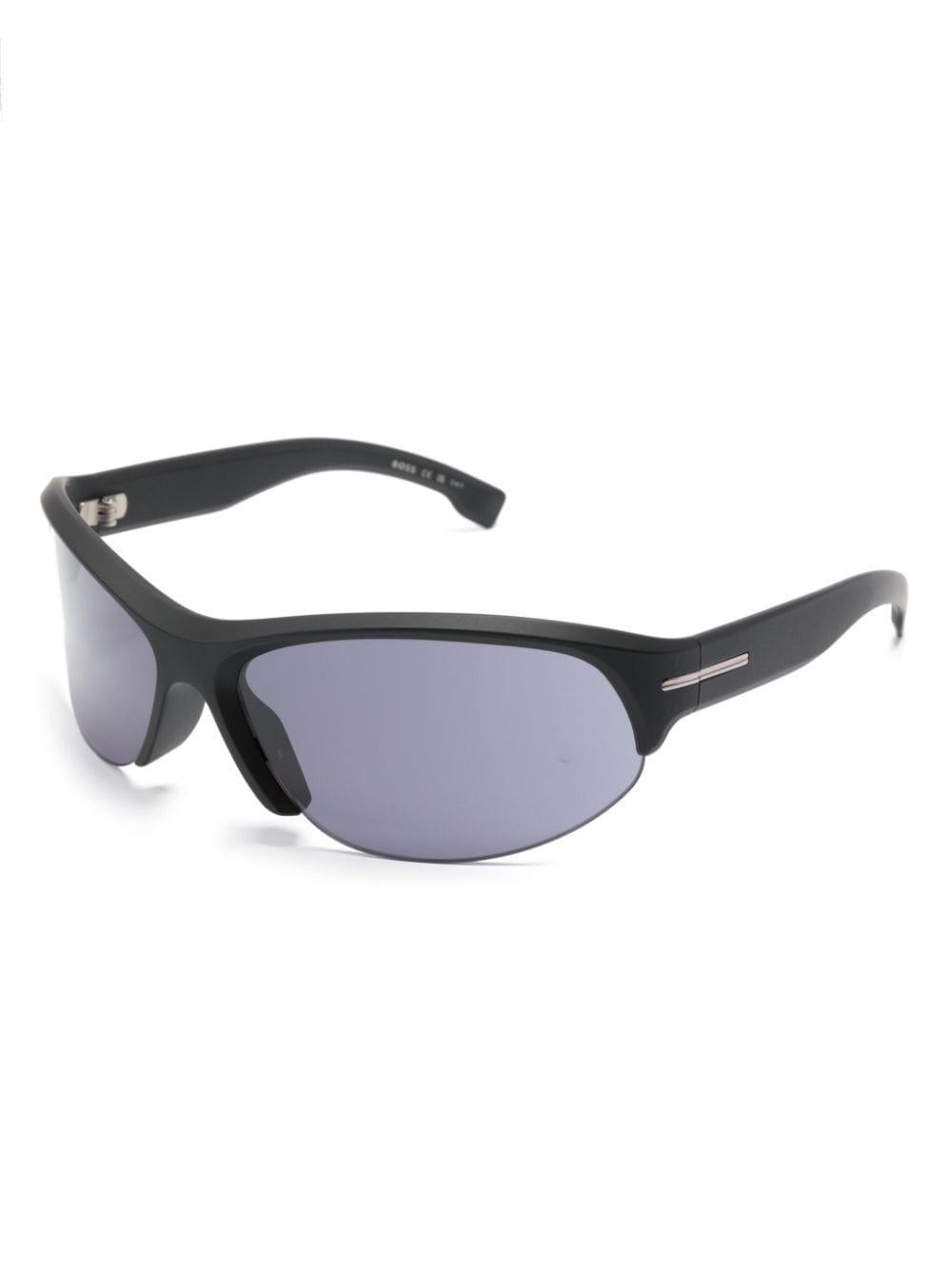 Half-rim Shield-frame Sunglasses In Schwarz Product Image