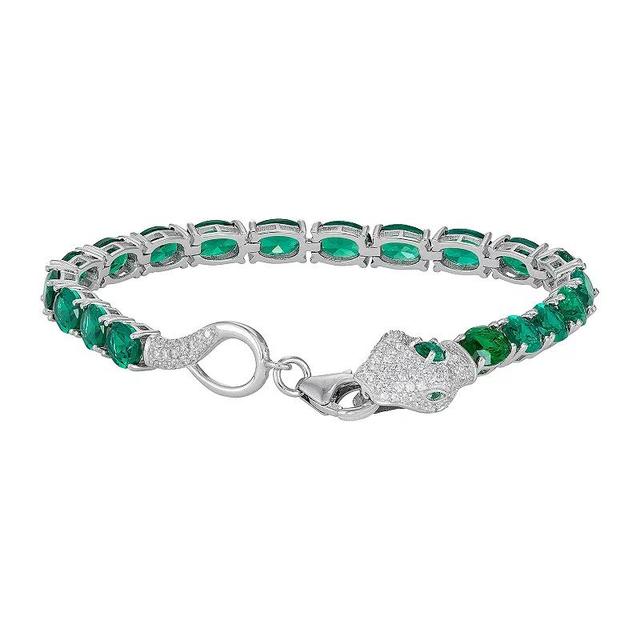 Designs by Gioelli Sterling Silver Simulated Emerald Snake Bracelet, Womens Product Image