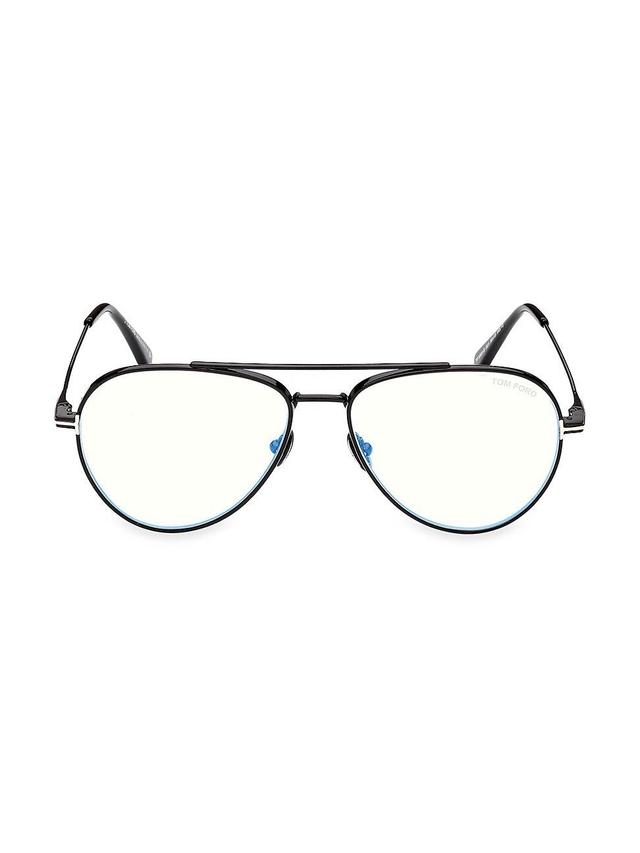 Mens Aviator 56MM Blue Filter Eyeglasses Product Image