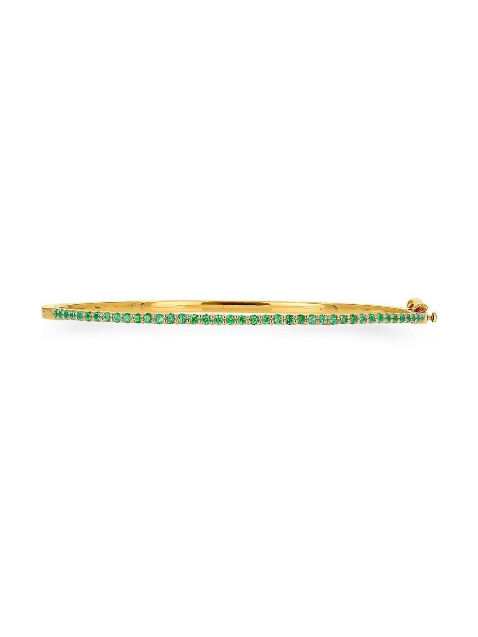 Womens 14K Yellow Gold & Emerald Bangle Product Image