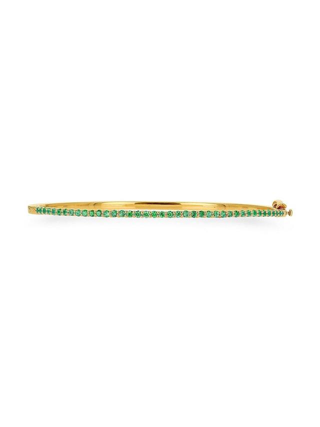 Womens 14K Yellow Gold & Emerald Bangle Product Image