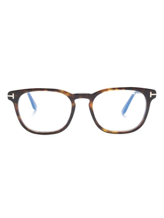 Blue Block Square-frame Glasses In Braun Product Image