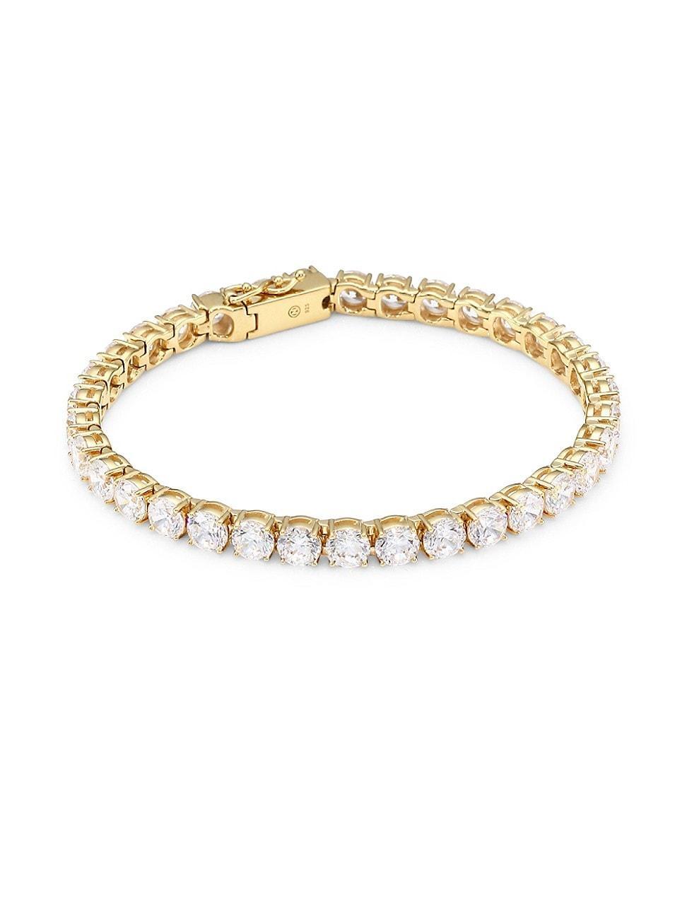 Womens 18K-Gold-Plated Sterling Silver & Cubic Zirconia Tennis Bracelet Product Image