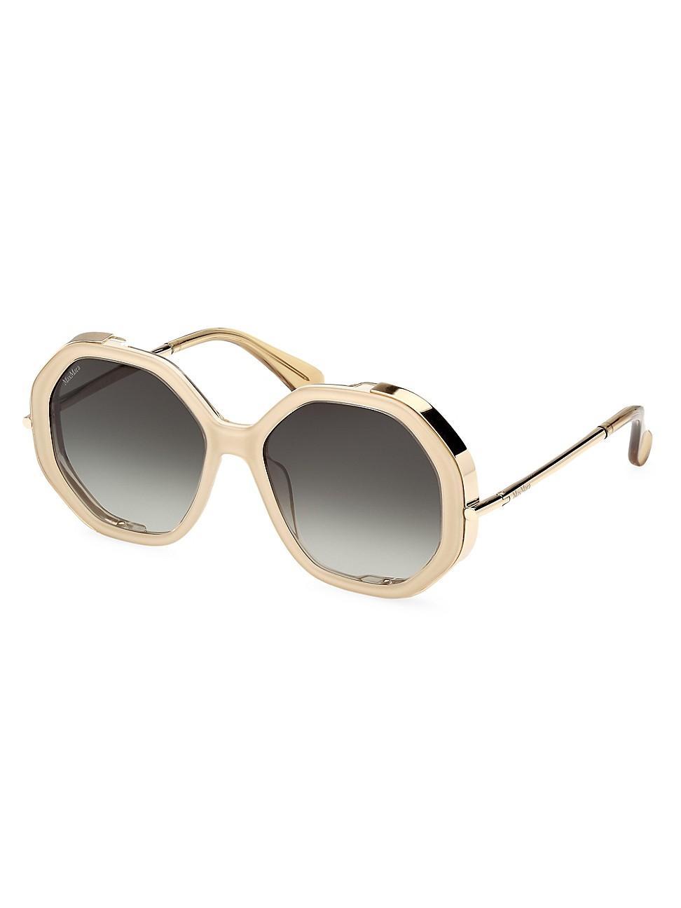 Liz Double Rimmed Mixed-Media Round Sunglasses Product Image