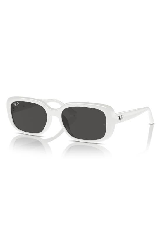 RAY BAN 56mm Pillow Rectangular Sunglasses In White Product Image