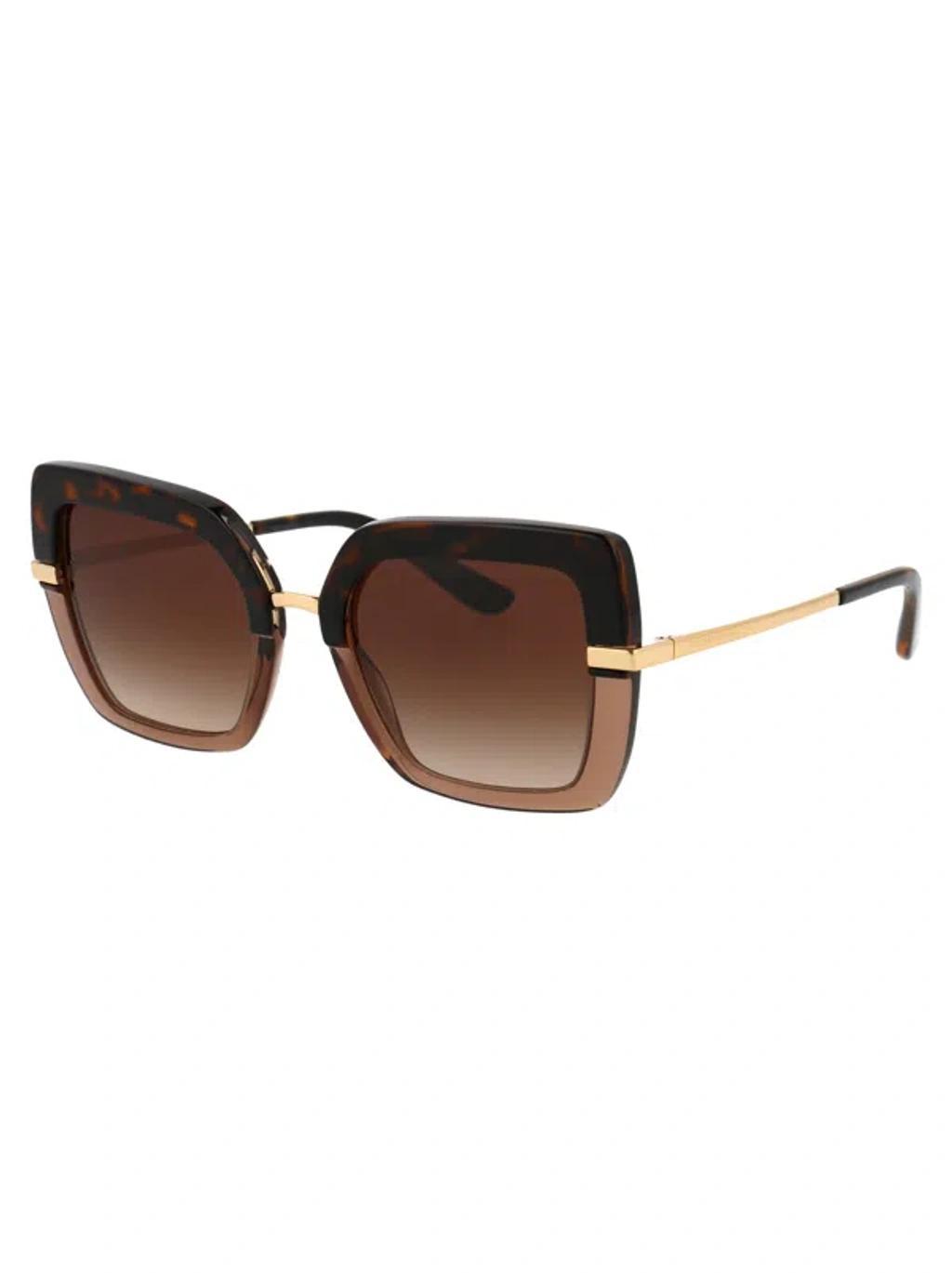 Eyewear Square Frame Sunglasses In 325613 Havana On Transparent Brown Product Image