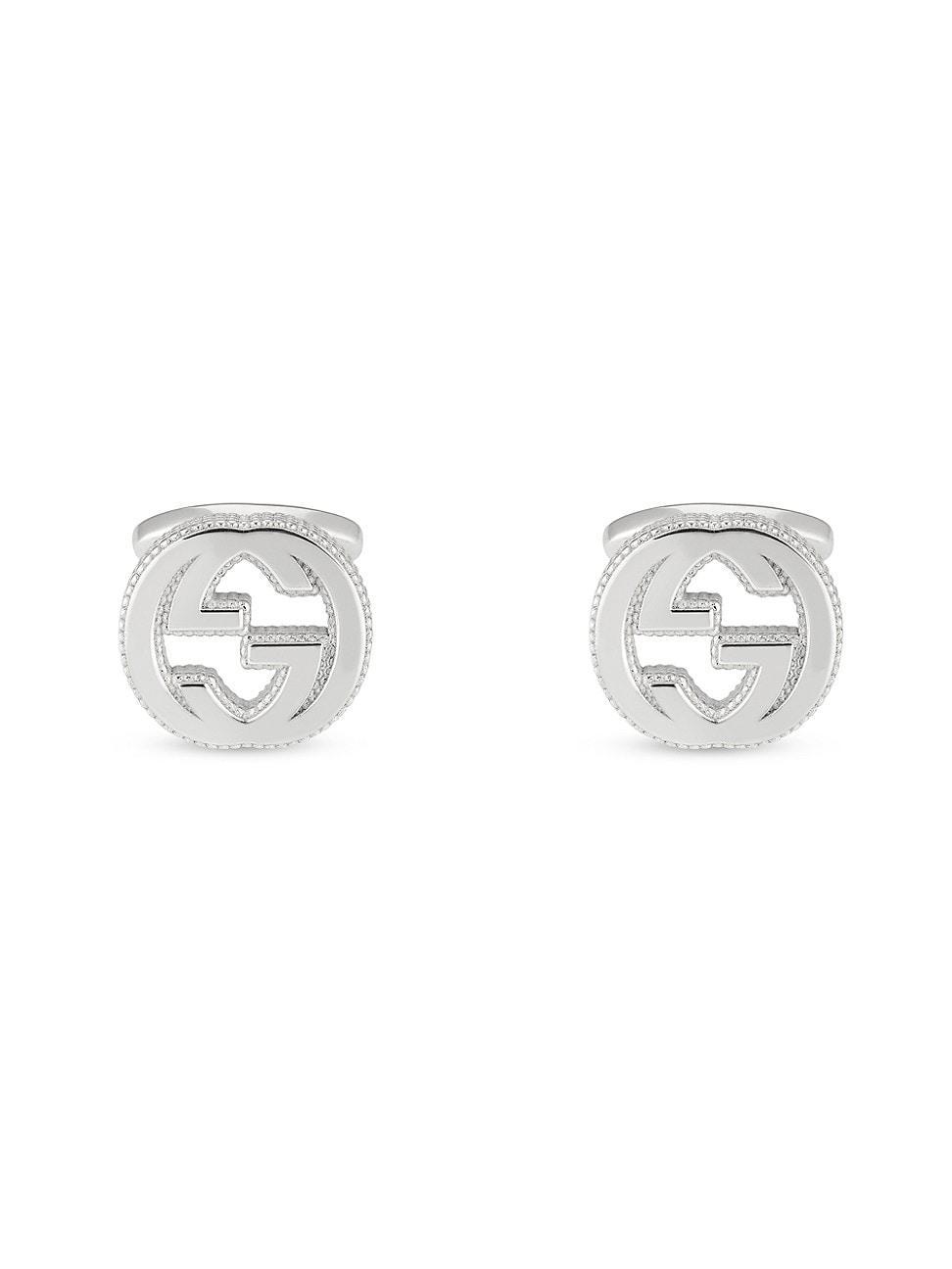 Mens Interlocking Sterling Silver Cuff Links Product Image