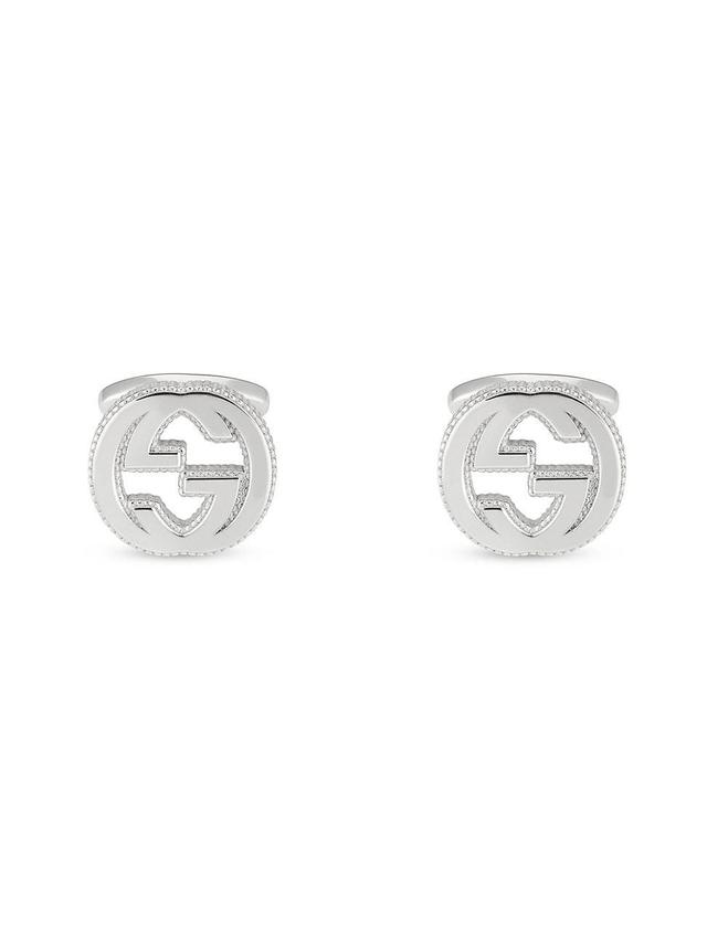 Mens Interlocking Sterling Silver Cuff Links Product Image