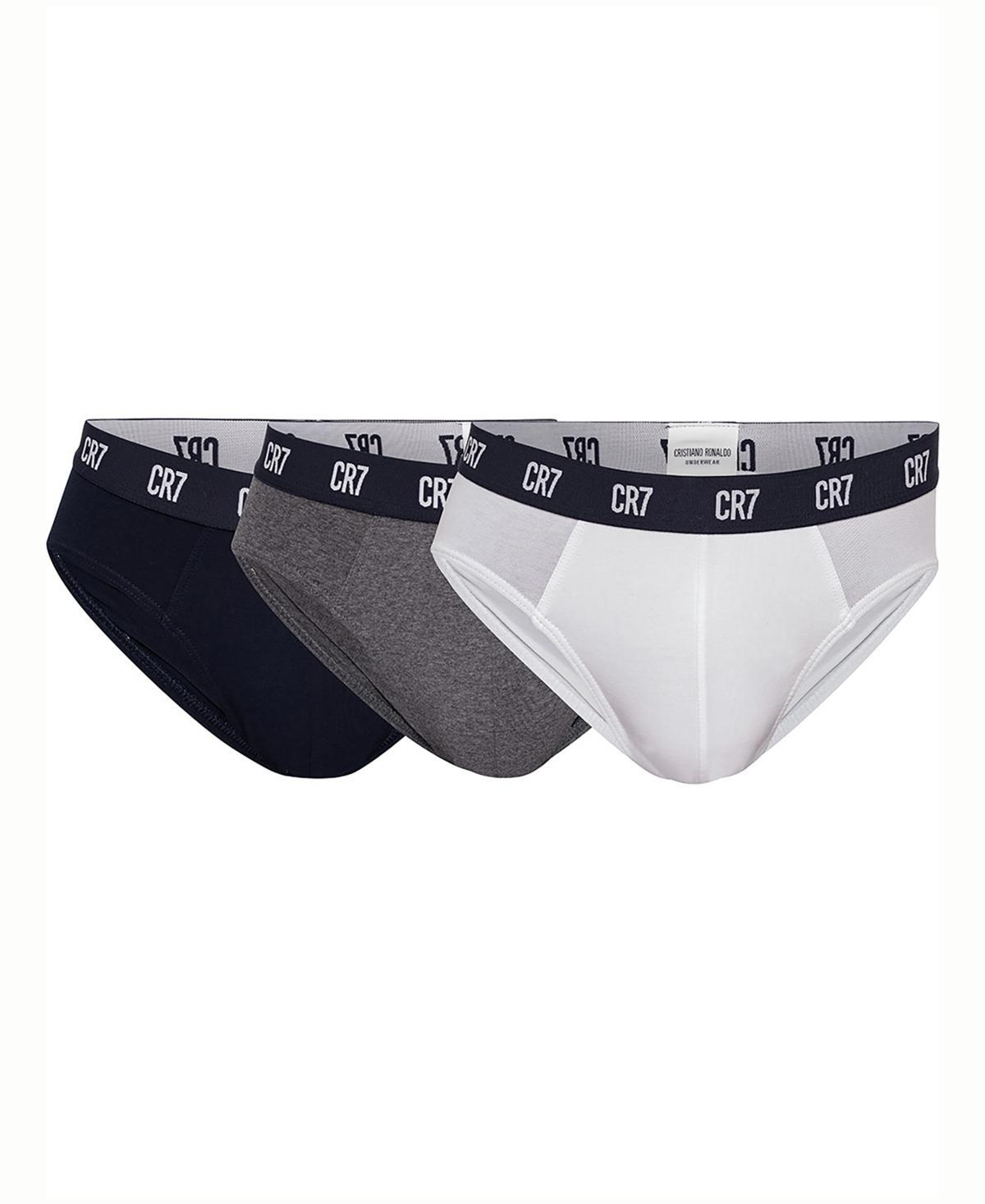 CR7 Mens Cotton Blend Briefs, Pack of 3 - Black, Gray Product Image